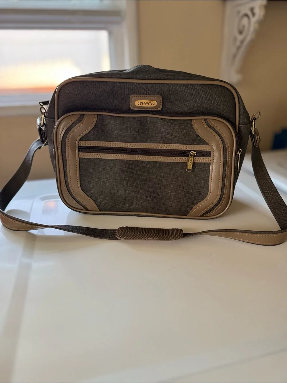 Brown and Tan Vintage Crossbody Shoulder Bag